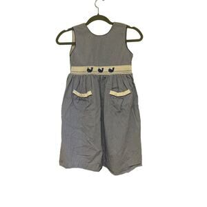 Anavini Blue White Gingham Whale Smocked Dress